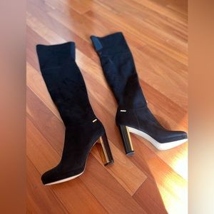 Calvin Klein “Pammie” Thigh High Boots in Black Suede. Size 6.5, TTS. NEW